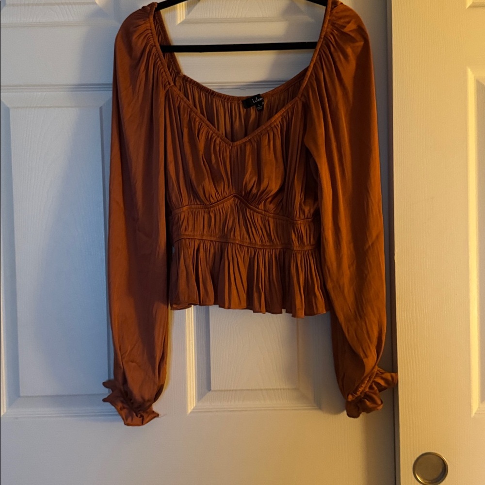 Lulu's Rust Long Sleeve Blouse